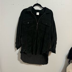 Aerie Black Corduroy quarter zip up